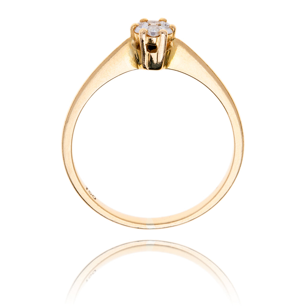 18K Yellow Gold .15 Carat Diamond Cluster Rose Gold Ring Default Title
