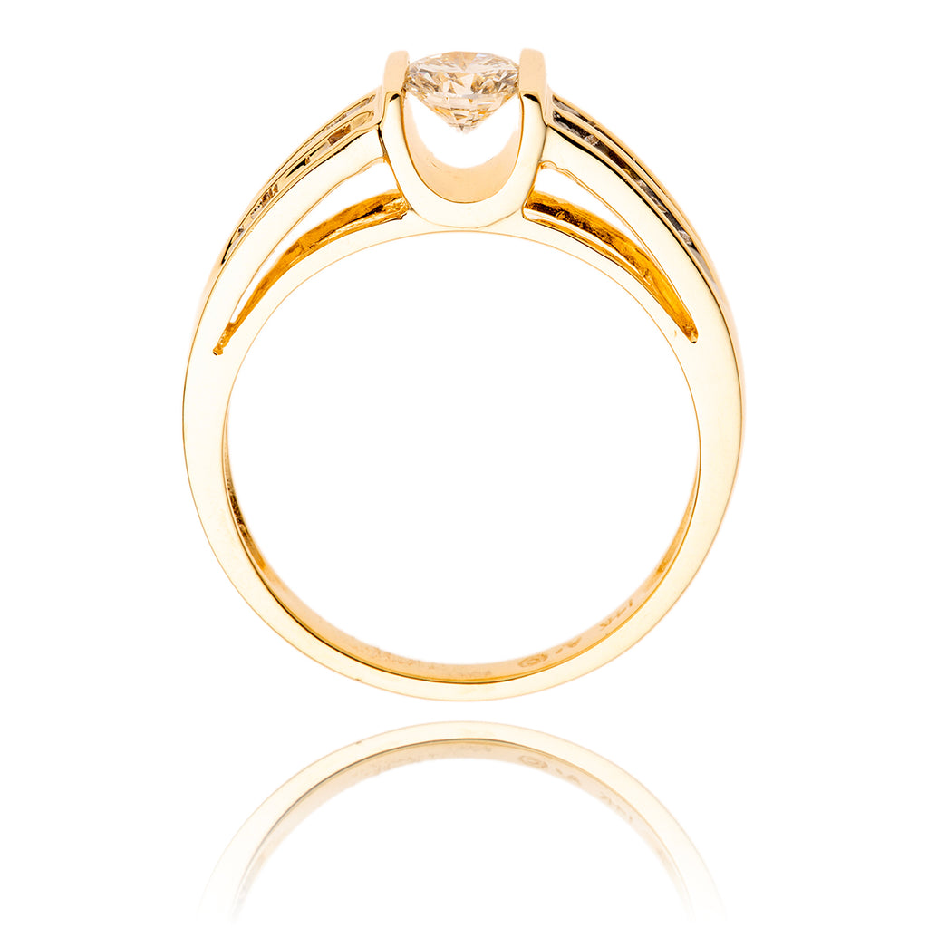 14KT Yellow and White Gold .40 Carat Diamond Ring with Double Row Diamond Band Default Title