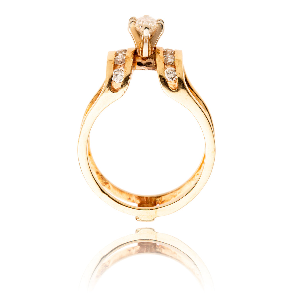14KT Yellow Gold Marquise Cut Diamond Ring with Split Shank Default Title