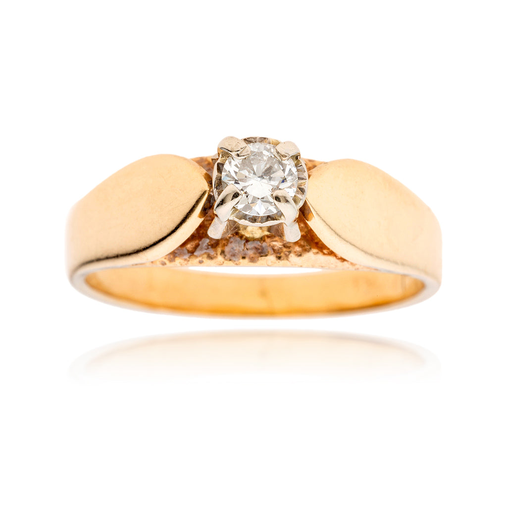 14KT Yellow and White Gold .15 Carat Diamond Solitaire Ring Default Title
