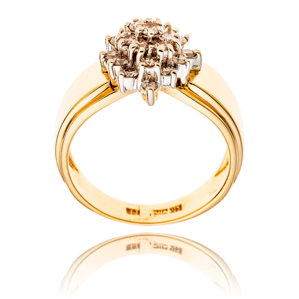 14KT Yellow and White Gold Marquise Shaped Diamond Cluster Ring Default Title