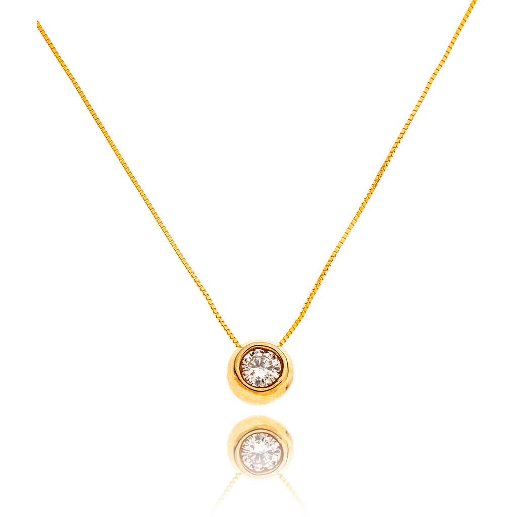 10kt Yellow Gold .32ct Diamond Slider Pendant with 14kt Yellow Gold Box Link Chain Default Title