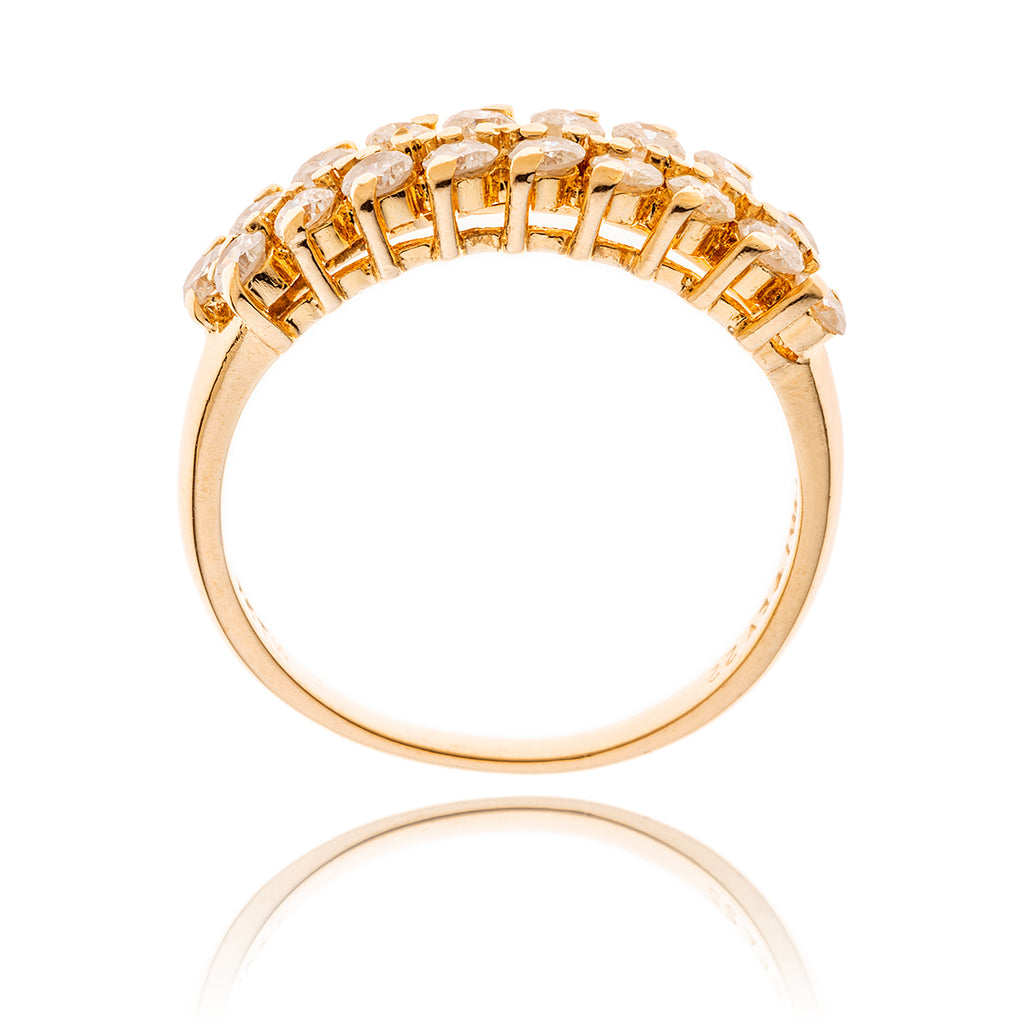 14KT Yellow Gold Double Row Diamond Band Style Ring Default Title