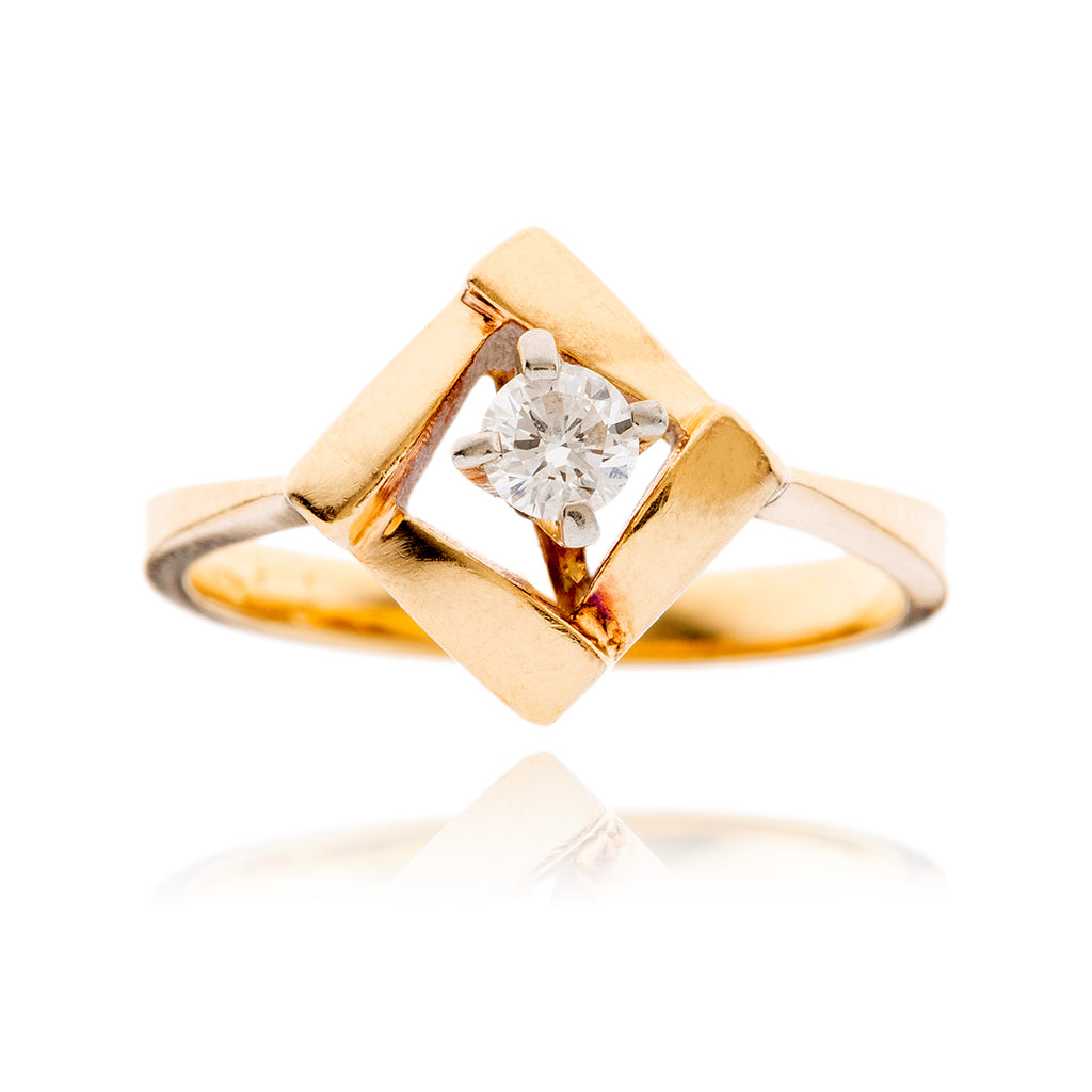 10KT Yellow and White Gold Geometrically Designed .16 Carat Diamond Ring Default Title