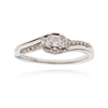 10KT Whte Gold 3-Stone Princess Cut Diamond Ring with Shoulder Stones Default Title