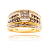 14KT Yellow and White Gold Invisibly-Set Diamond Ring with Princess and Round Brilliant Cut Diamonds Default Title