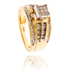 14KT Yellow and White Gold Invisibly-Set Diamond Ring with Princess and Round Brilliant Cut Diamonds Default Title