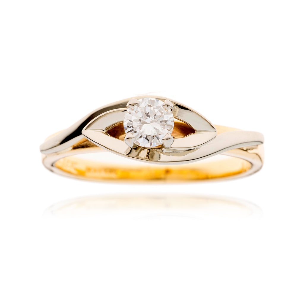 14-18KT Yellow and White Gold .25 Carat Diamond Solitaire Swirl Engagement Ring Default Title