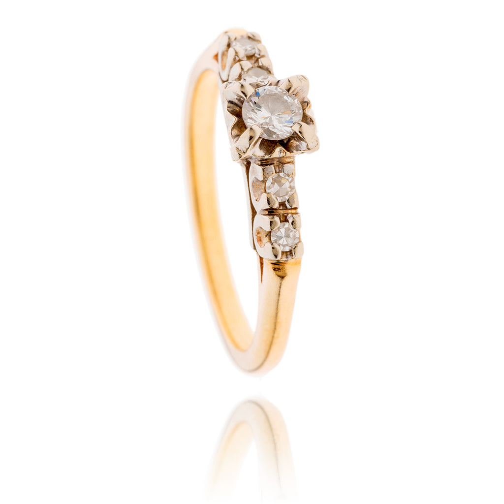 14KT Yellow and White Gold 5-Stone Diamond Ring Default Title