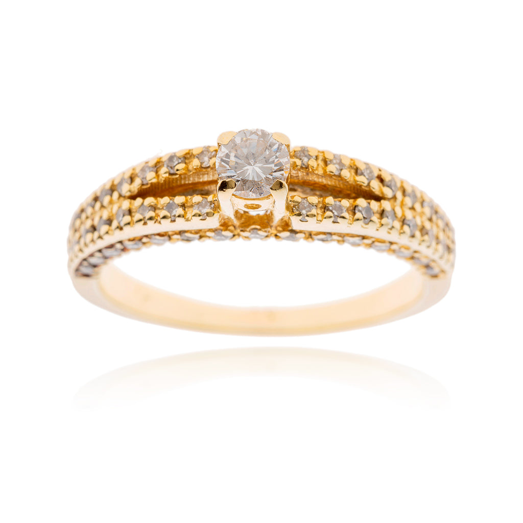 14KT Yellow Gold .69 Carat Total Weight Diamond Engagement Ring Default Title