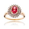 10KT Yellow Gold and Rhodium Enhanced Pink Tourmaline and Diamond Cluster Ring Default Title