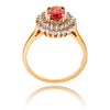 10KT Yellow Gold and Rhodium Enhanced Pink Tourmaline and Diamond Cluster Ring Default Title
