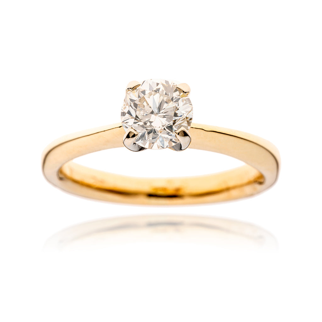 14KT Yellow and White Gold 4-Prong .64 Carat Solitaire Diamond Engagement Ring Default Title