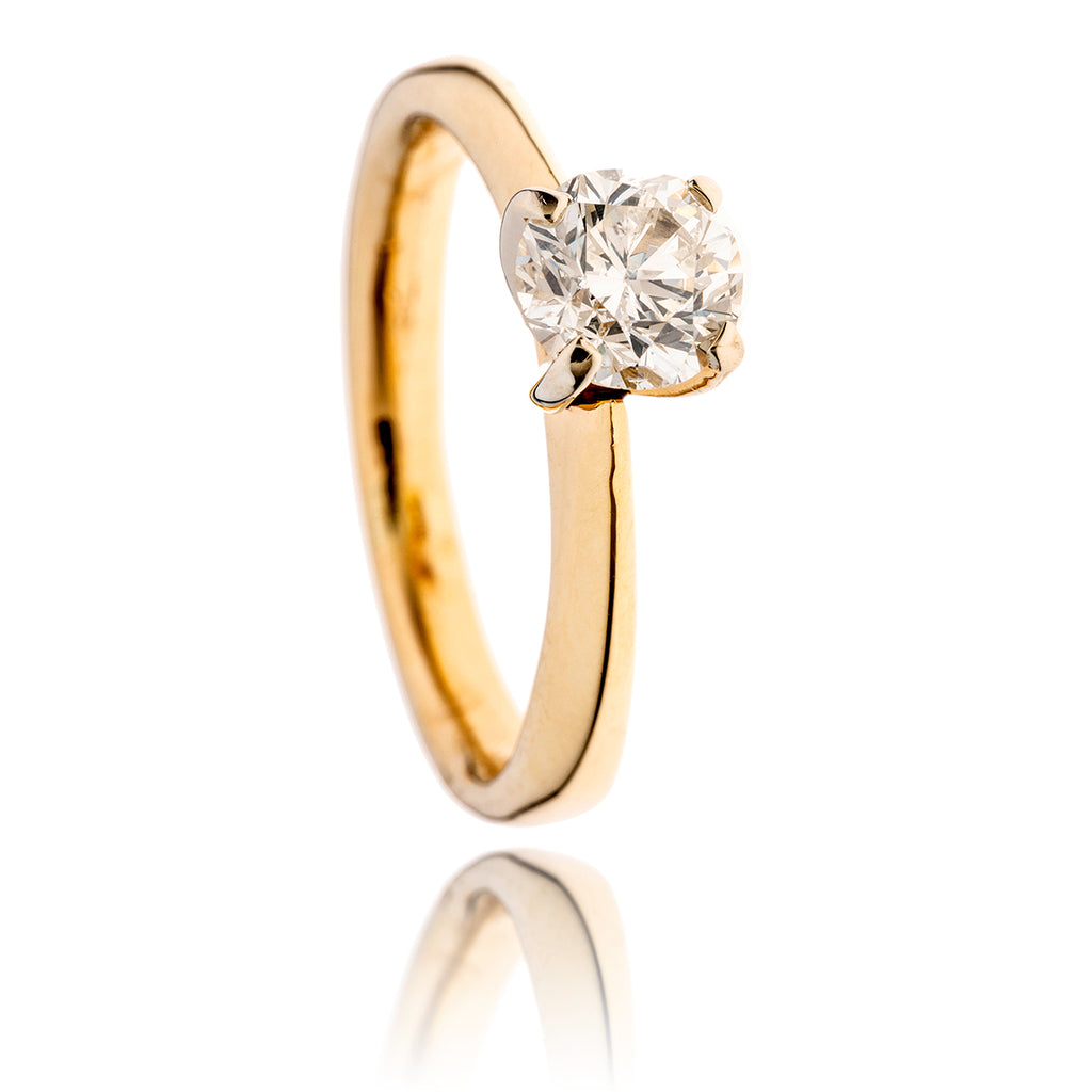 14KT Yellow and White Gold 4-Prong .64 Carat Solitaire Diamond Engagement Ring Default Title