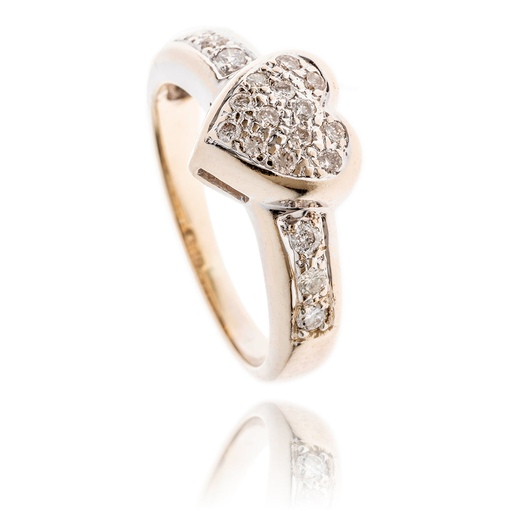 18KT White Gold Diamond Heart Shaped Ring Default Title