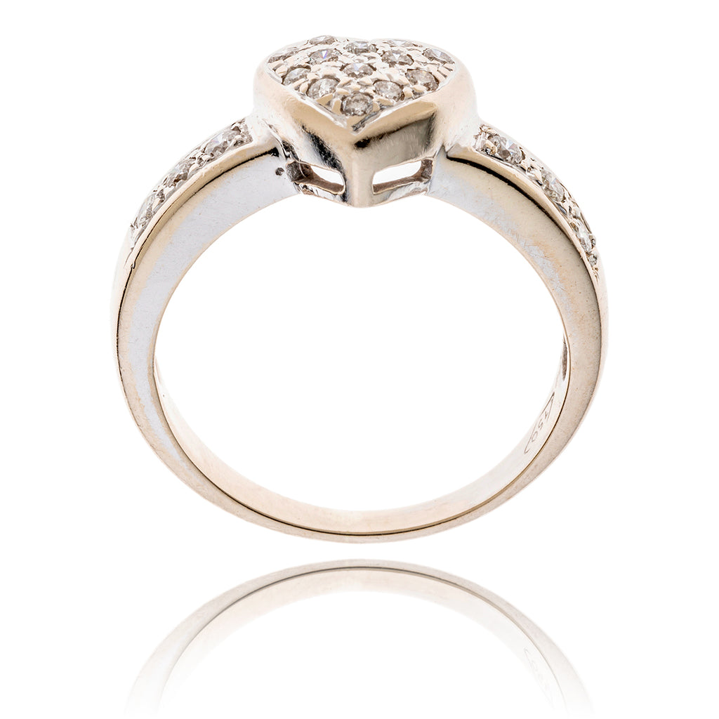 18KT White Gold Diamond Heart Shaped Ring Default Title