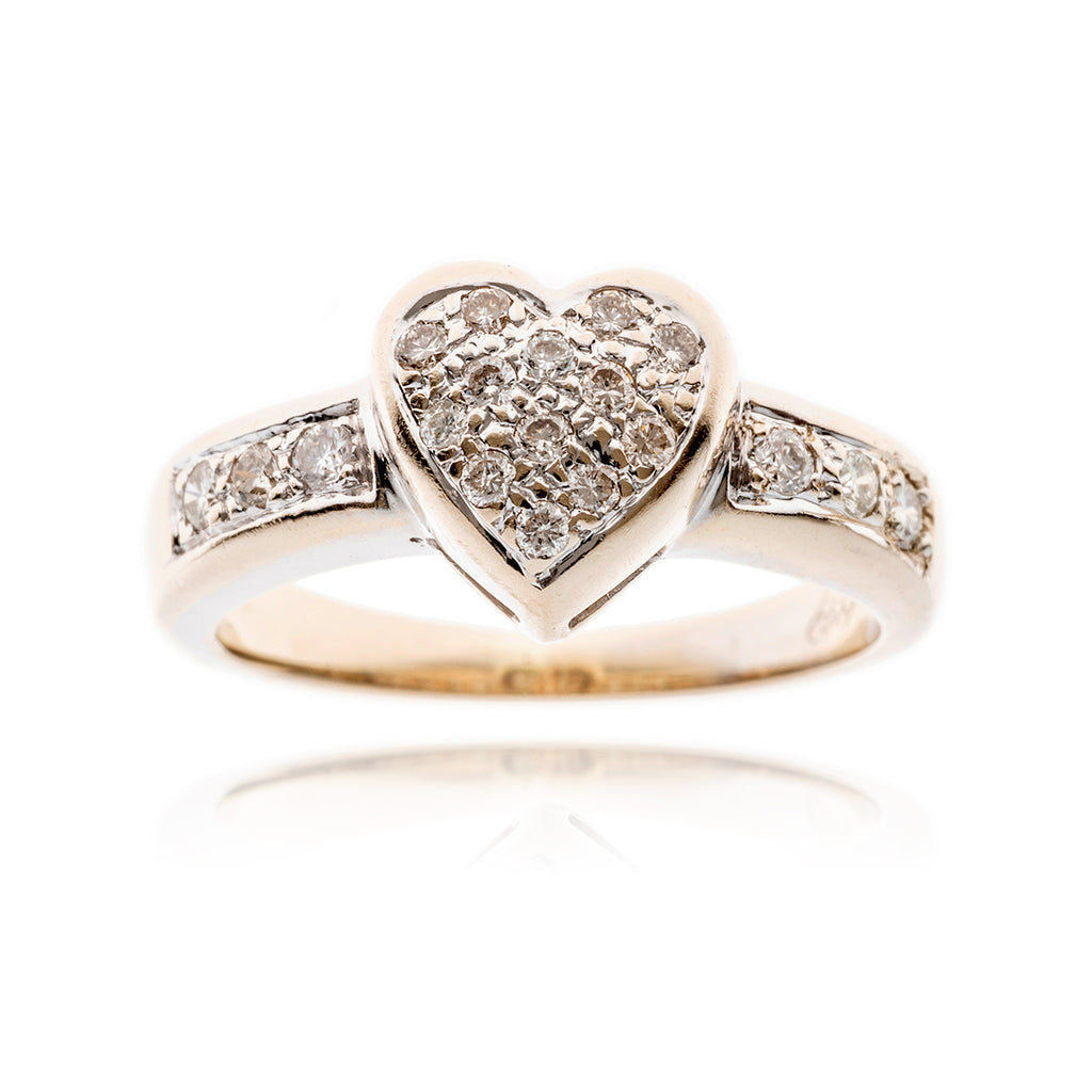 18KT White Gold Diamond Heart Shaped Ring Default Title
