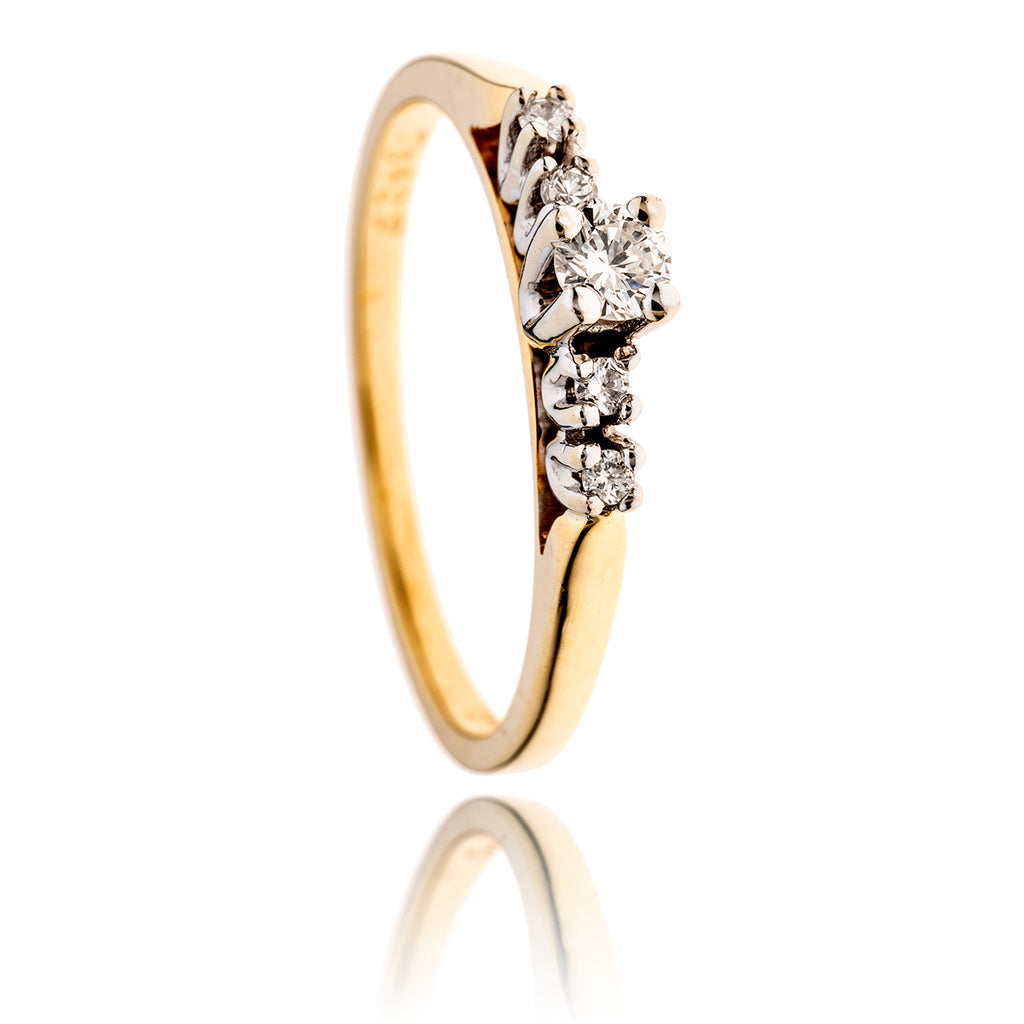 14KT Yellow and White Gold 5-Stone Diamond Engagement Ring Default Title
