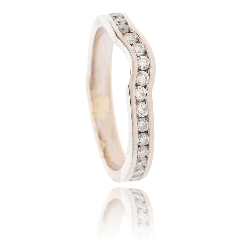 Custom Made 18KT White Gold Channel Set Wave Design Diamond Eternity Band Default Title