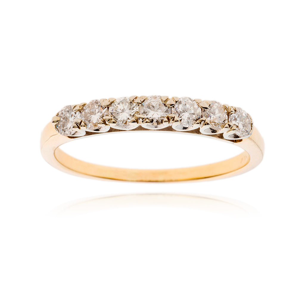 14-18KT Yellow and White Gold 7-Stone .75 Carat Diamond Band Default Title