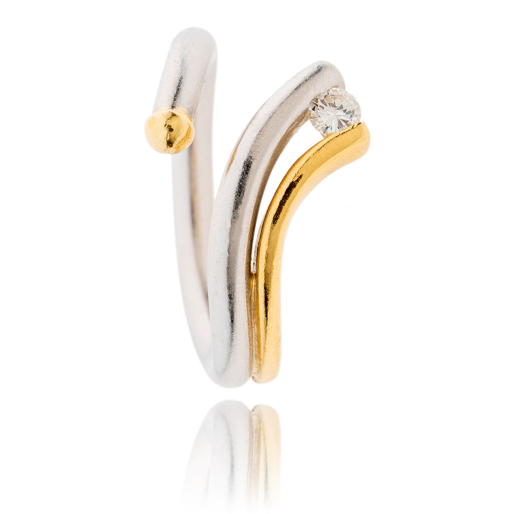 Platinum & 18K Yellow Gold Diamond-Set Wrap Design Ring Default Title