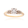 14-18K Yellow & White Gold Vintage Inspired Illusion Set Diamond Engagement Ring Default Title