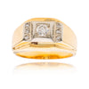 18k y/w mens ring cont seven diam, one round brill Default Title