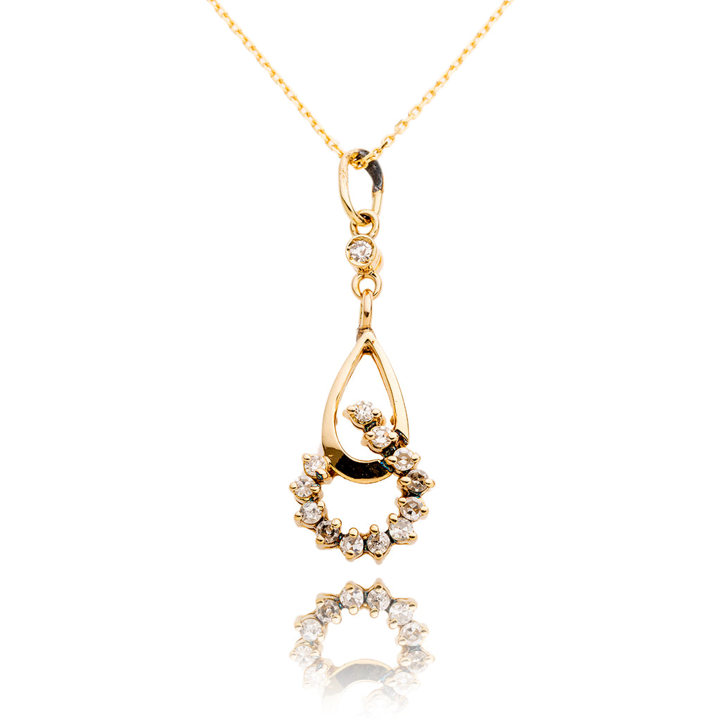 14kt Yellow Gold Drop Style Pendant With Chain Default Title