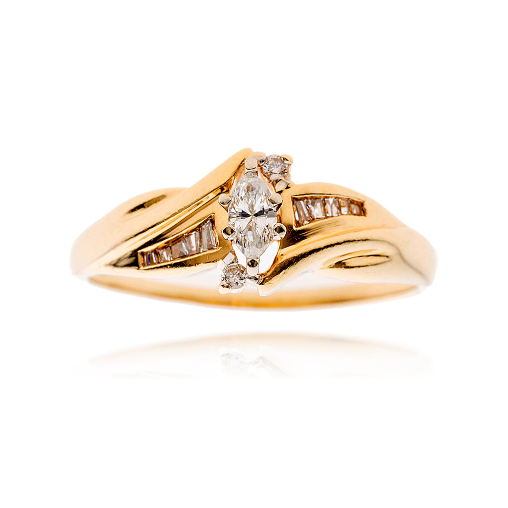14kt y/g marquise shaped dia s Default Title