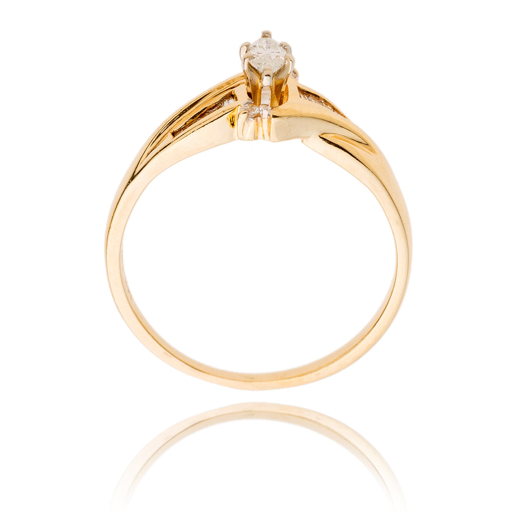 14kt y/g marquise shaped dia s Default Title