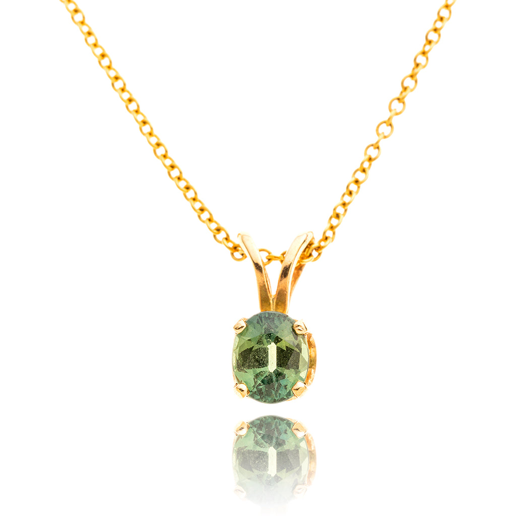 14kt Yellow Gold 4 Prong Green Stone Pendant Default Title