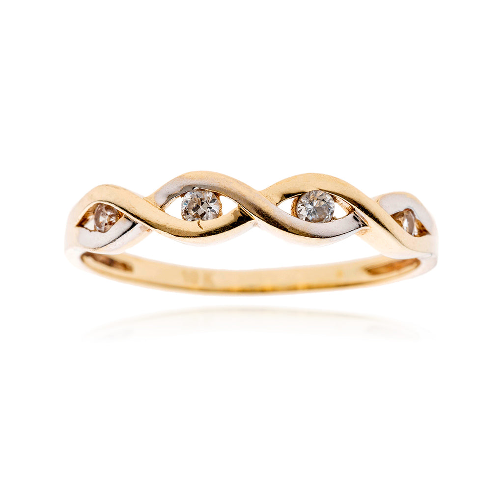10kt y/g 3-stone cz ring Default Title