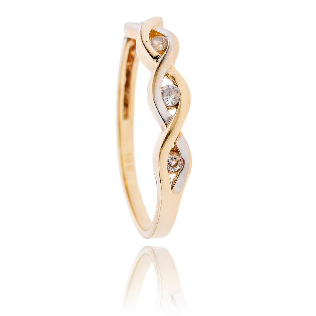 10kt y/g 3-stone cz ring Default Title