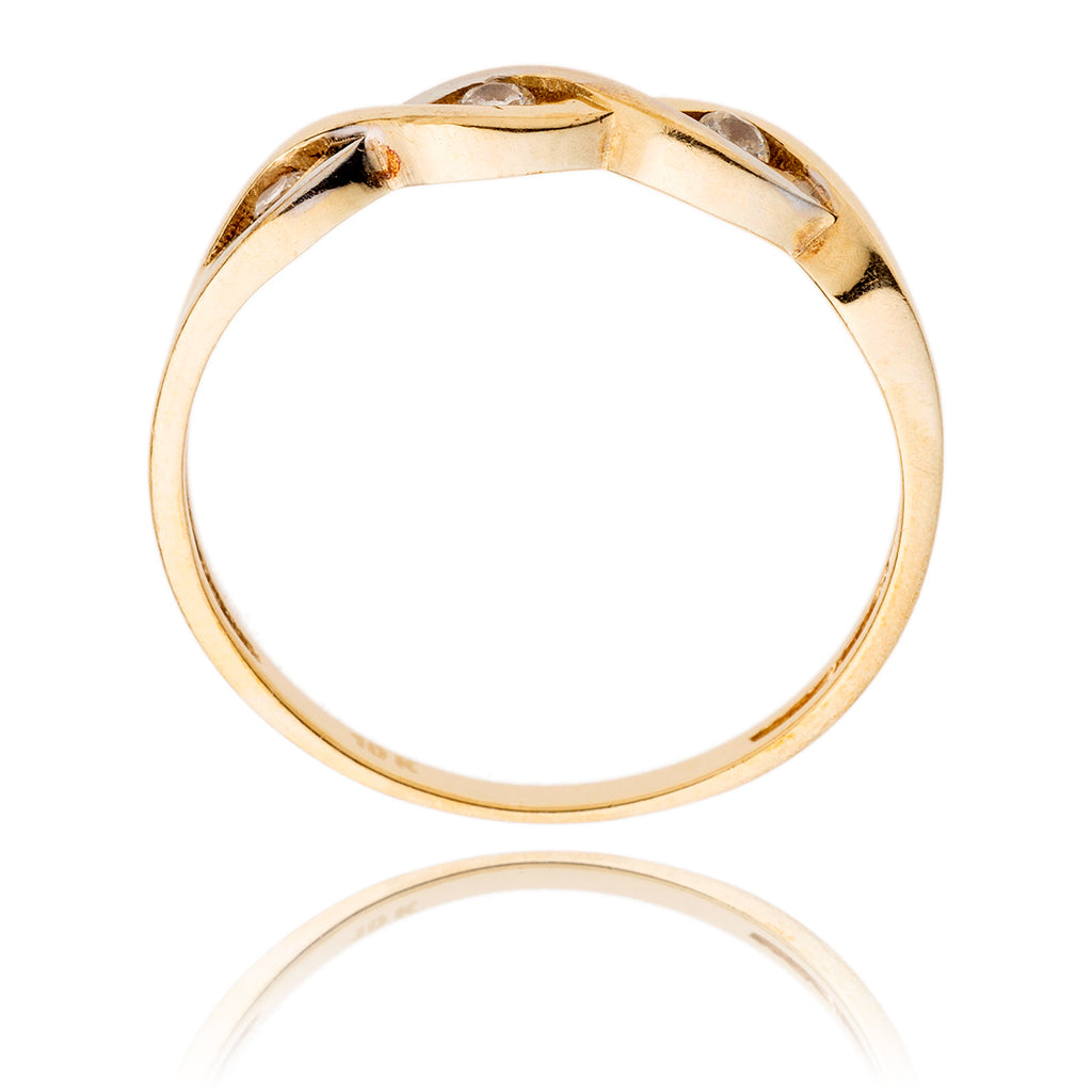 10kt y/g 3-stone cz ring Default Title