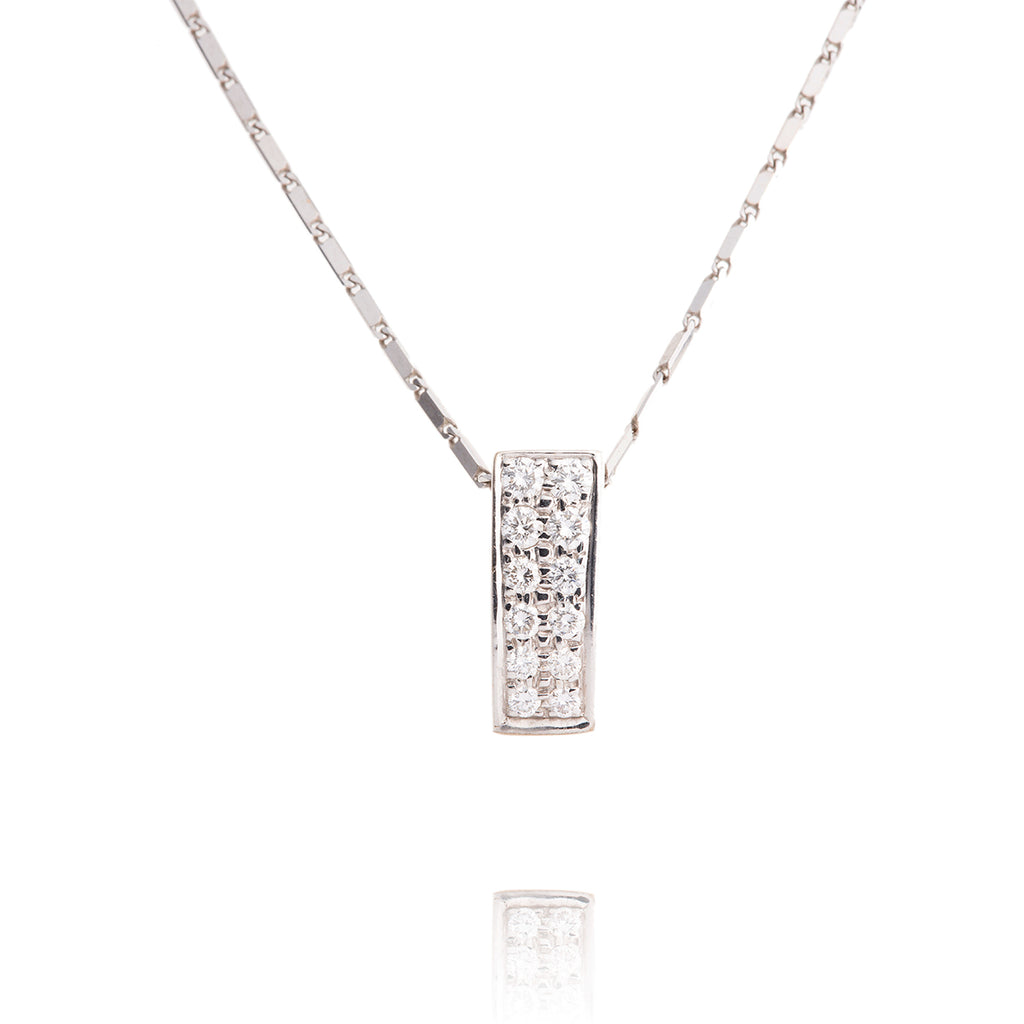18kt White Gold Diamond Pendant With 14kt Chain Default Title