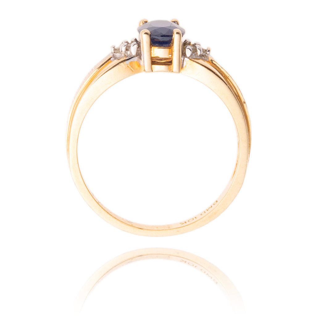 10kt y/g oval saph & dia ring Default Title