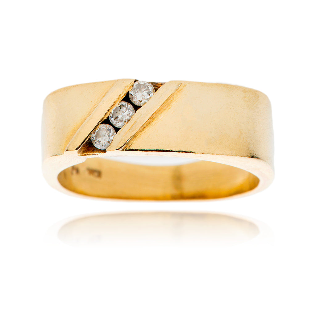 12K Yellow Gold Square Ring White 3 Dia'S Default Title