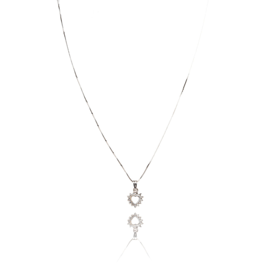 14kt White Gold Diamond Heart Pendant Default Title