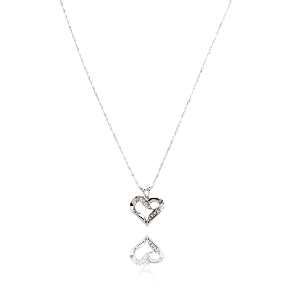 14kt White Diamond Heart Pendant White 10kt Chain Default Title
