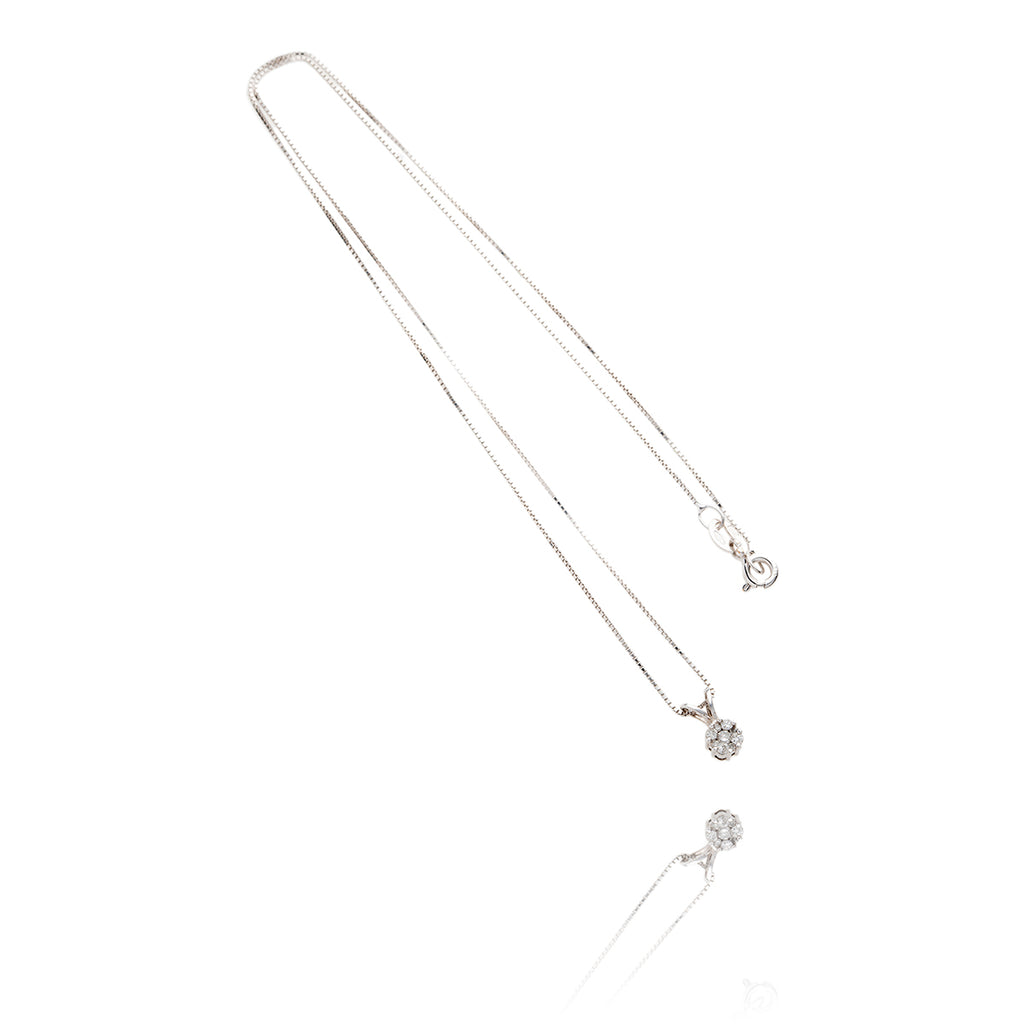 14kt White Gold Diamond Cluster Pendant Default Title