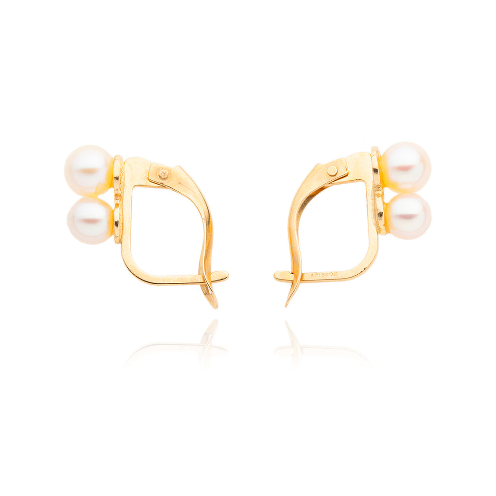 10kt Yellow Gold Double Pearl Leverback Earrings Default Title