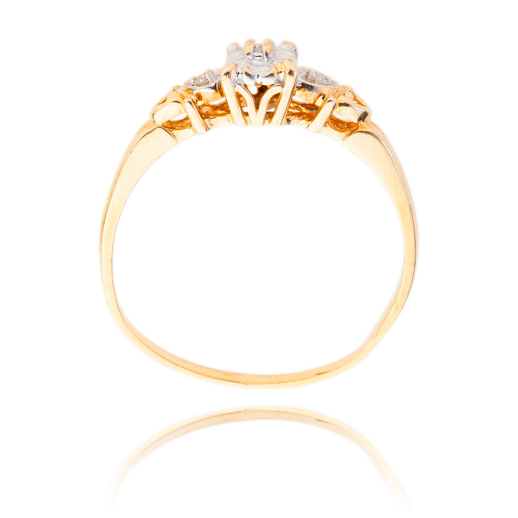 10K Yellow Gold Small Diamond Engraved Ring Default Title