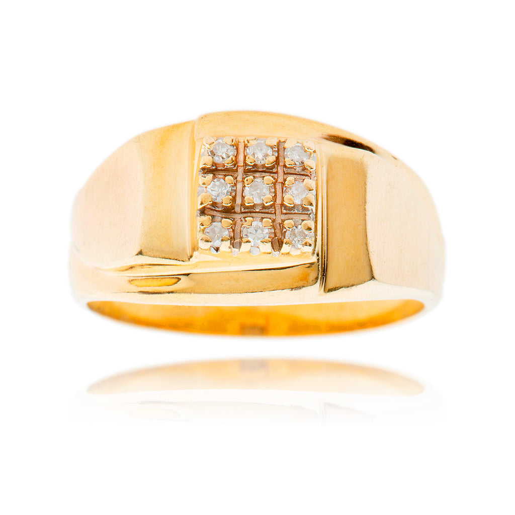 Gentleman's 10kt Yellow Gold & Diamond Cluster Ring Default Title