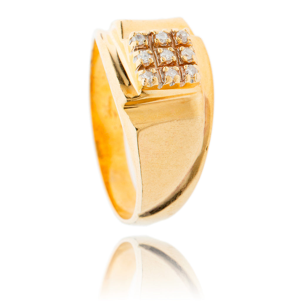 Gentleman's 10kt Yellow Gold & Diamond Cluster Ring Default Title