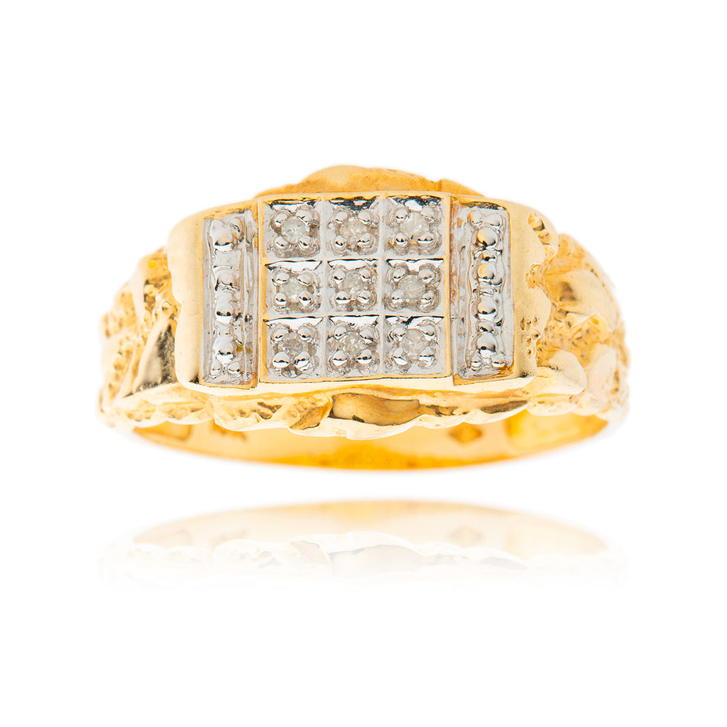 Gentleman's 10kt Yellow Gold Cluster Diamond Ring Default Title