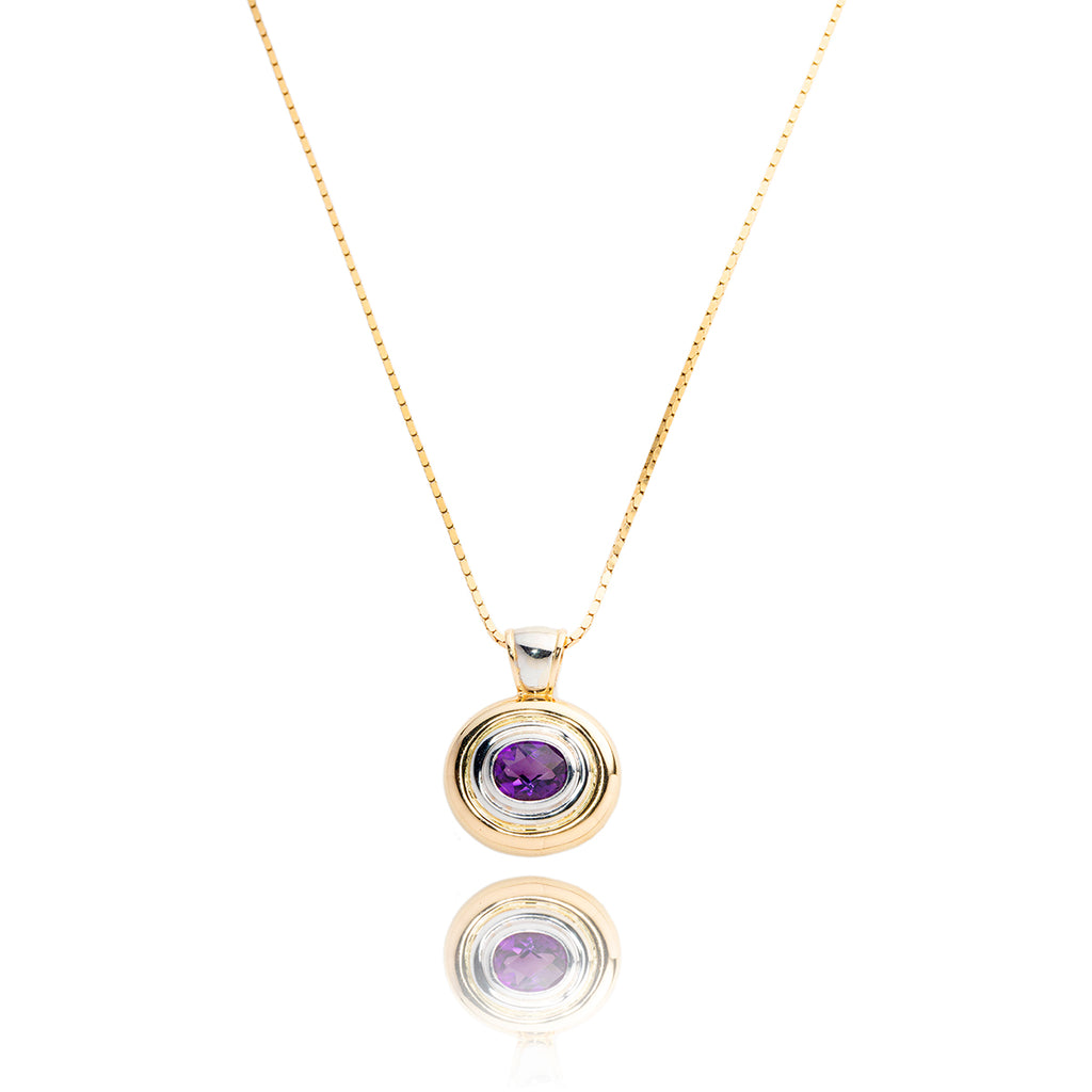 14kt 2-Tone Amethyst Pendant With Chain Default Title