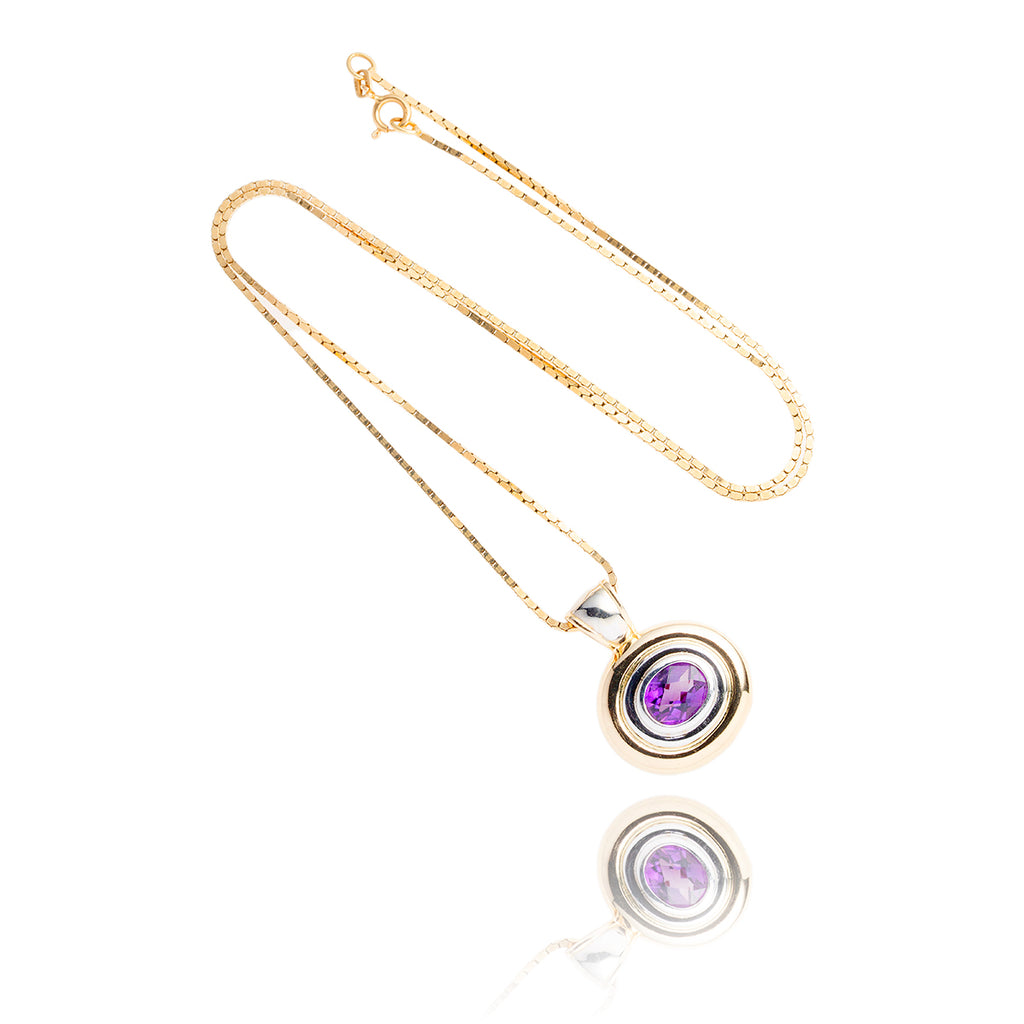 14kt 2-Tone Amethyst Pendant With Chain Default Title