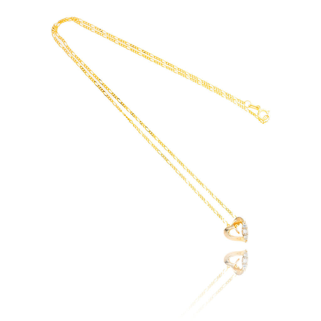 14kt Yellow Gold Diamond Heart Pendant With Chain Default Title