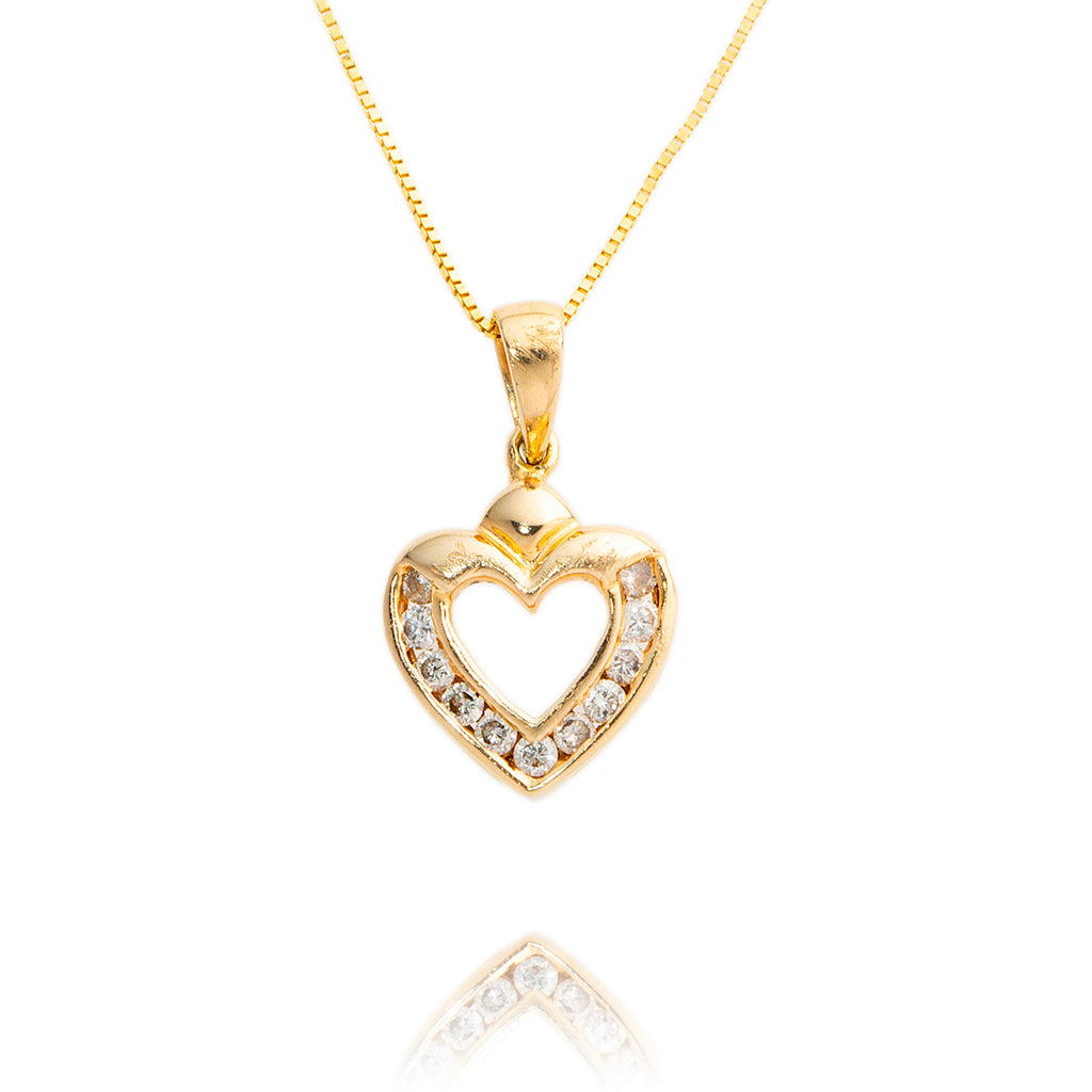 14kt Yellow Gold Diamond Heart Pendant Default Title