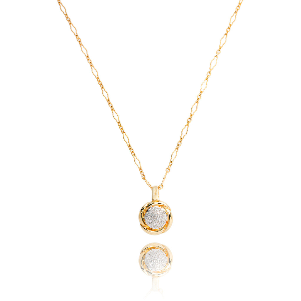 10kt Yellow Gold Pave Diamond Pendant With Chain Default Title